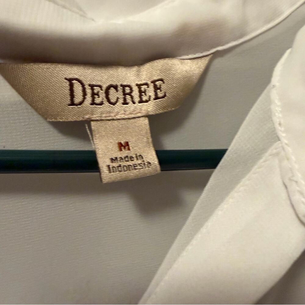 Decree sheer white blouse button up - Picture 3 of 6